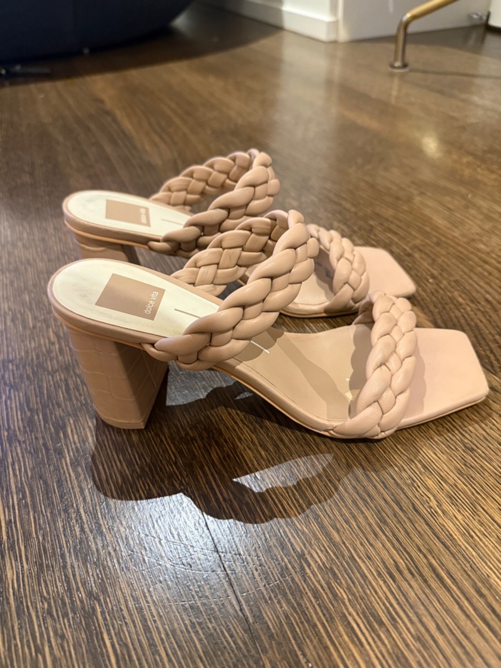 Dolce Vita Blush Braided Double-Strap Block Heel Mules
